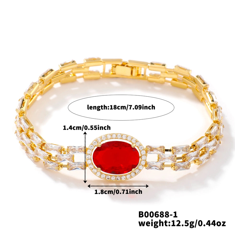 Copper K Gold Plated Inlay Water Droplets Zircon Bracelets