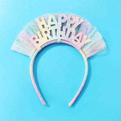 Kid'S Cute Romantic Sweet Letter Plastic Cloth Sequins Net Yarn Hair Band