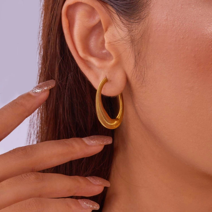 1 Pair Fairy Style Elegant Lady Round Inlay 201 Stainless Steel Rhinestones Hoop Earrings