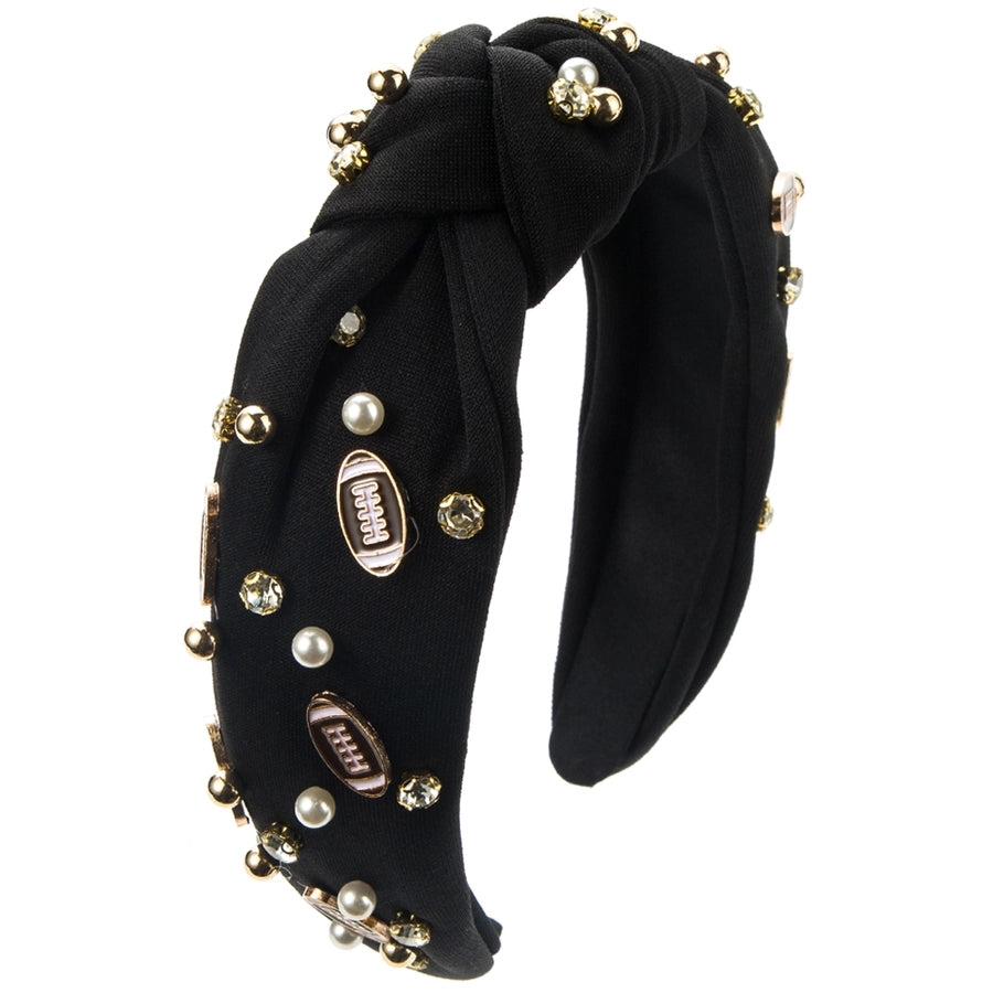 Women's Casual Baroque Style Rugby Knot Alloy Cloth Inlay Rhinestones Pearl Hair Band