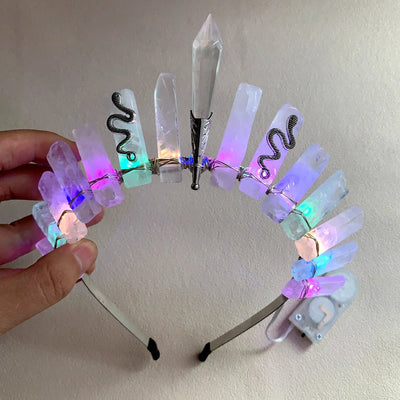 simple style rectangle crystal patchwork hair band