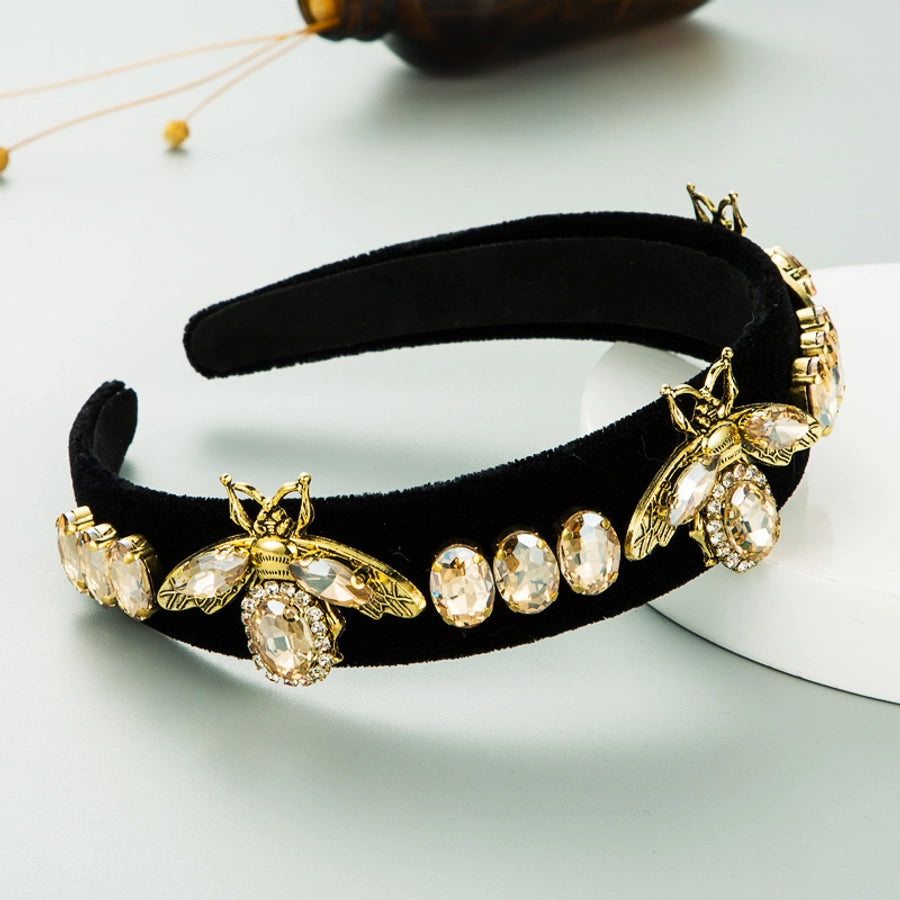 alloy bee diamond-studded gold velvet headband