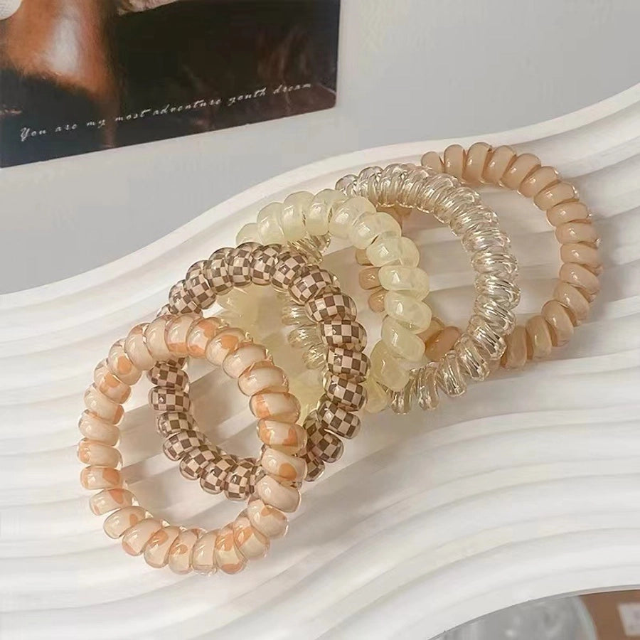 Fashionable Color Telephone Line Hair Ring Headwear Women's High Elastic Durable Tie Hair Rope Rubber Tendon Simple Tie Hair Rope