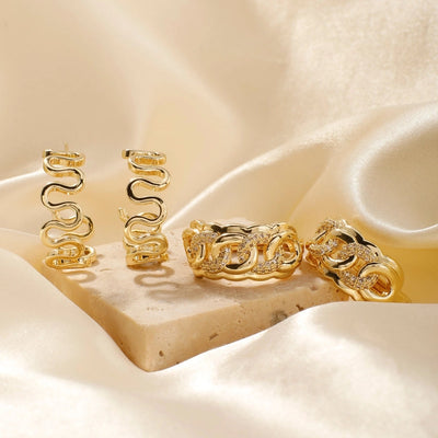 1 Pair Glam Luxurious Korean Style Geometric Inlay Copper Zircon K Gold Plated Ear clip