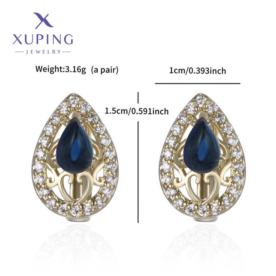 1 Pair Elegant Retro Geometric Plating Copper Artificial Gemstones 18K Gold Plated Earrings