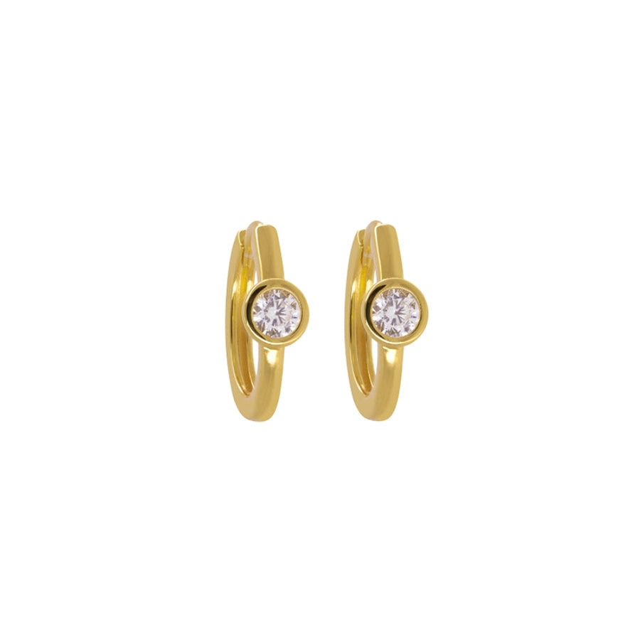 1 Pair Elegant Retro Luxurious Geometric Copper Zircon 24K Gold Plated Hoop Earrings Ear Studs