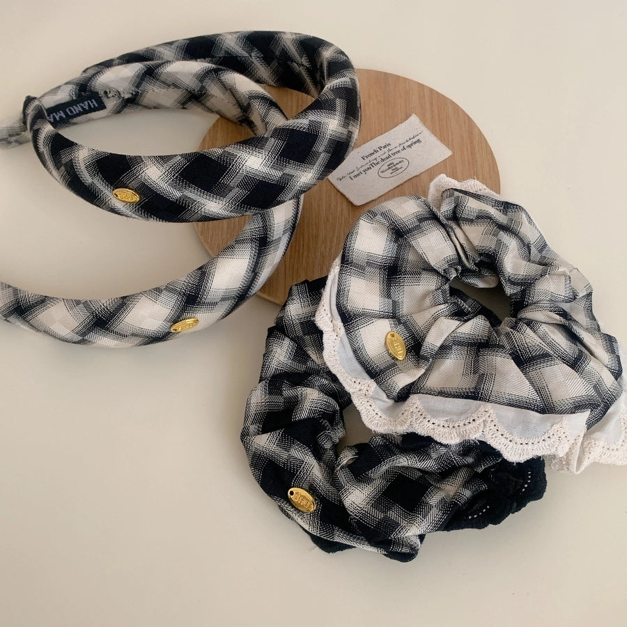 Women's Simple Style Commute Checkered Cloth Hair Tie