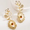 1 Pair Exaggerated Vacation Devil's Eye Inlay Alloy Resin Rhinestones Beads Gold Plated Drop Earrings