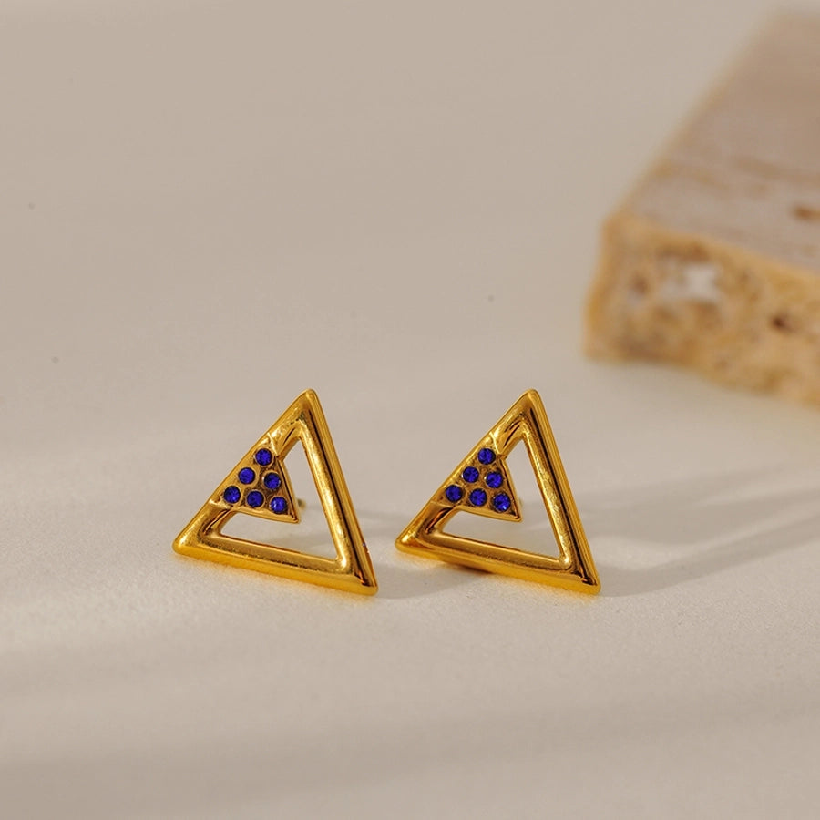 1 Pair Elegant Simple Style Geometric 304 Stainless Steel Zircon Ear Studs