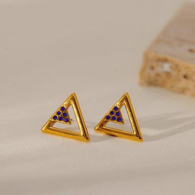 1 Pair Elegant Simple Style Geometric 304 Stainless Steel Zircon Ear Studs