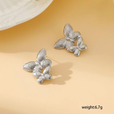 1 Pair Exaggerated Simple Style Oversized Flower Butterfly 304 Stainless Steel Ear Studs