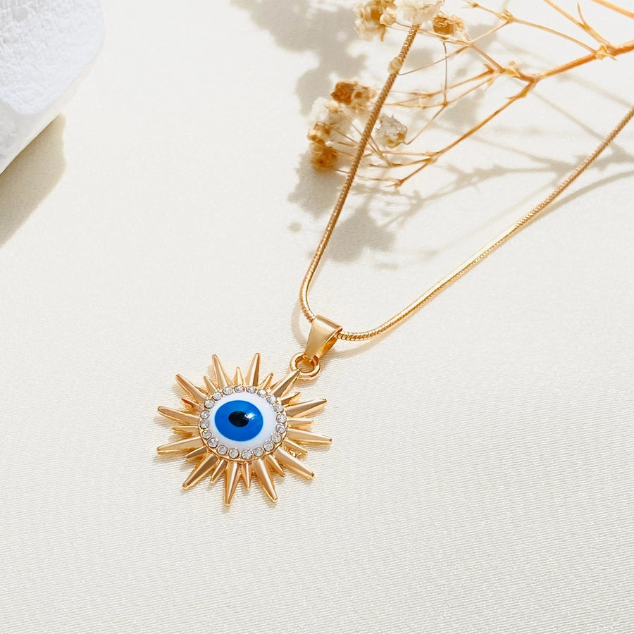 new sun jewelry suit women's  style blue eyes diamond necklace earrings Devil's Eye suit