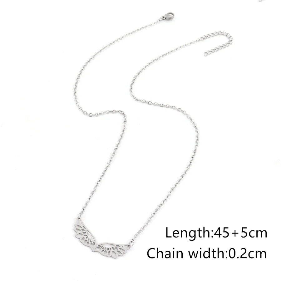 Wholesale Jewelry Simple Style Classic Style Wings 201 Stainless Steel 304 Stainless Steel Pendant Necklace cable chain