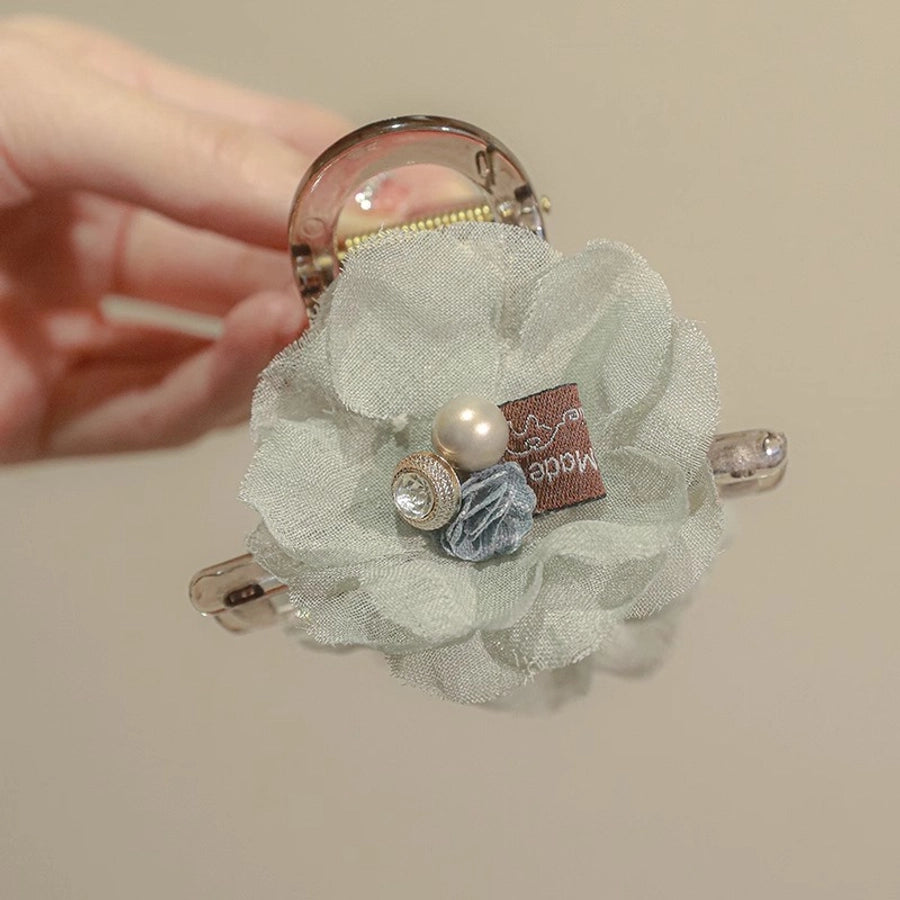 Summer Pearl Flower Grab Clip Women's Cute Hairpin Headwear Korean Hairpin Back Head Large Shark Clip Top Clip