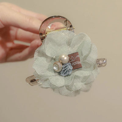 Summer Pearl Flower Grab Clip Women's Cute Hairpin Headwear Korean Hairpin Back Head Large Shark Clip Top Clip