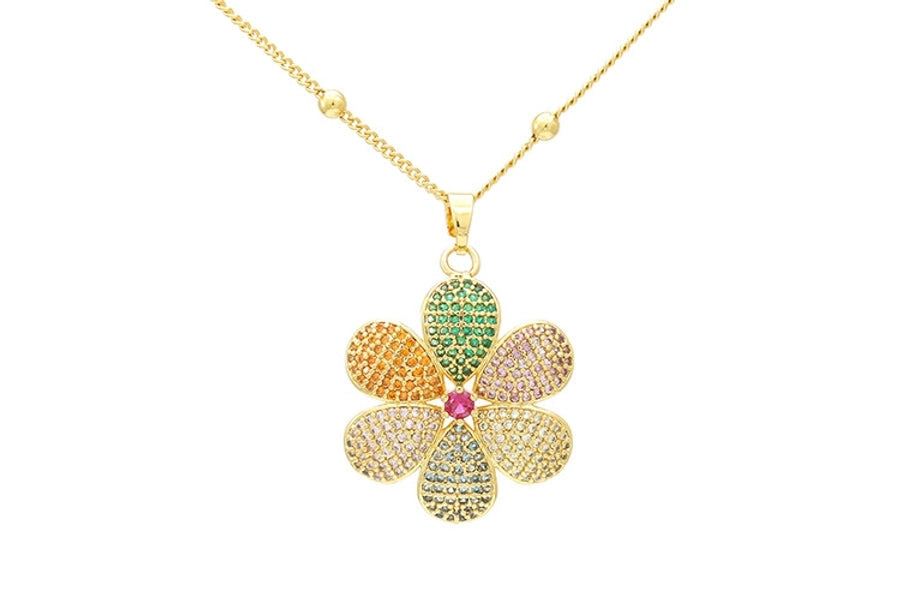 Copper Plating Flower Pendant Necklace