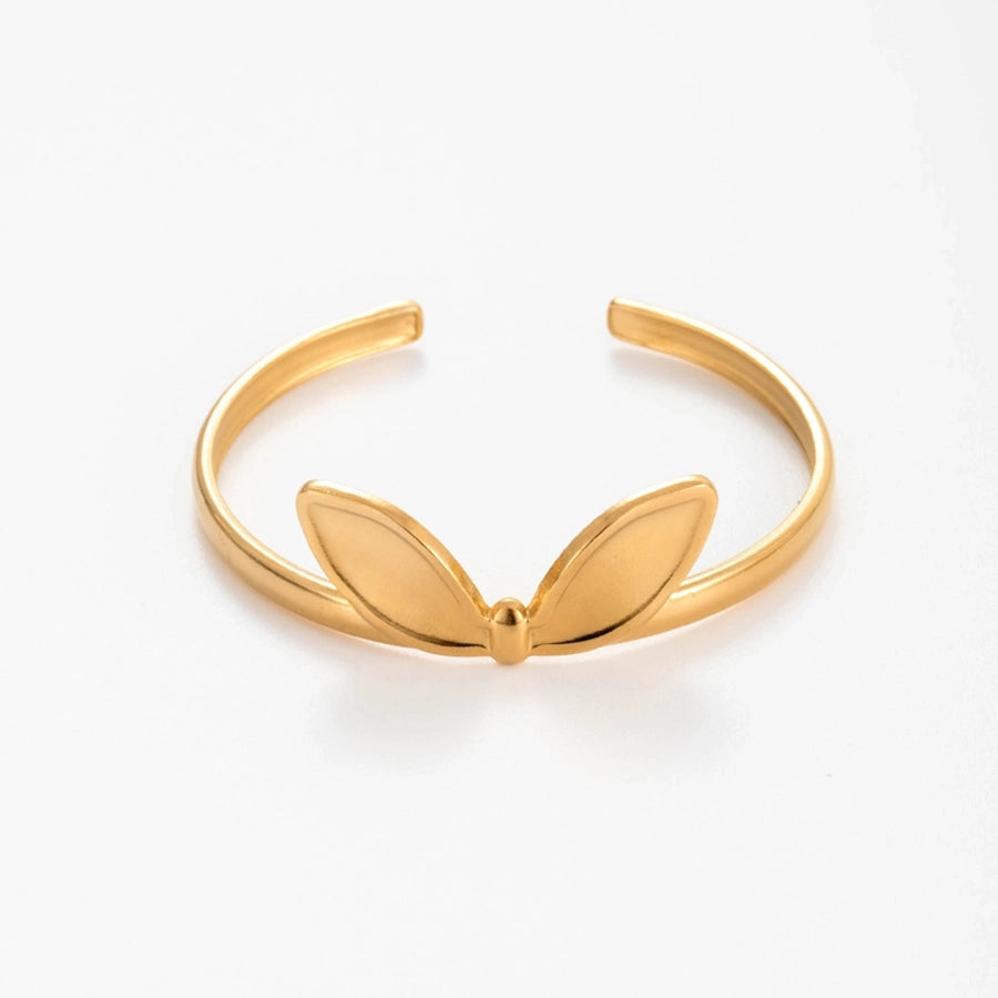 Vintage Style French Style Rabbit Leaf 304 Stainless Steel Cuff Bracelets In Bulk