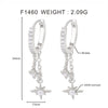 1 Pair Casual Hexagram Star Asymmetrical Copper Zircon Drop Earrings