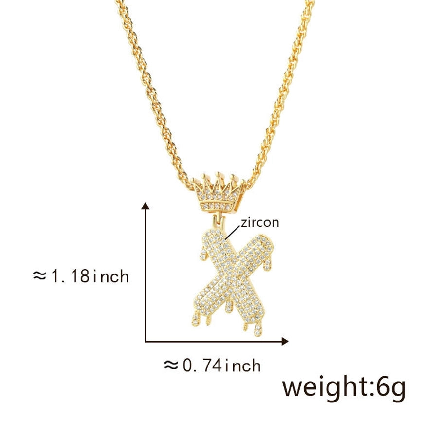 Copper Hemp flowers chain 18K Gold Plated Letter Zirconia Pendant Necklace