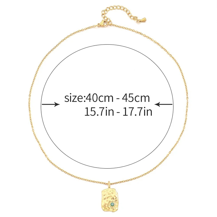 Jewelry Vintage Style Irregular Round Square 304 Stainless Steel Rhinestones Plating Inlay Pendant Necklace