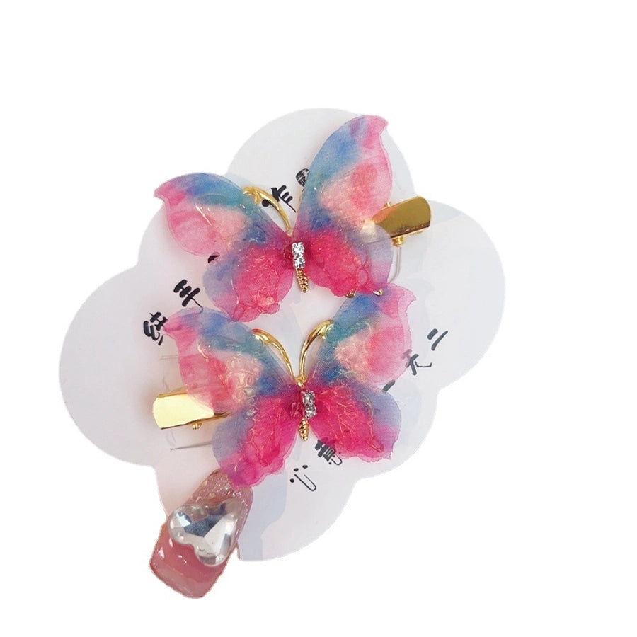 fairy style gradient color butterfly plastic resin rhinestone hair clip