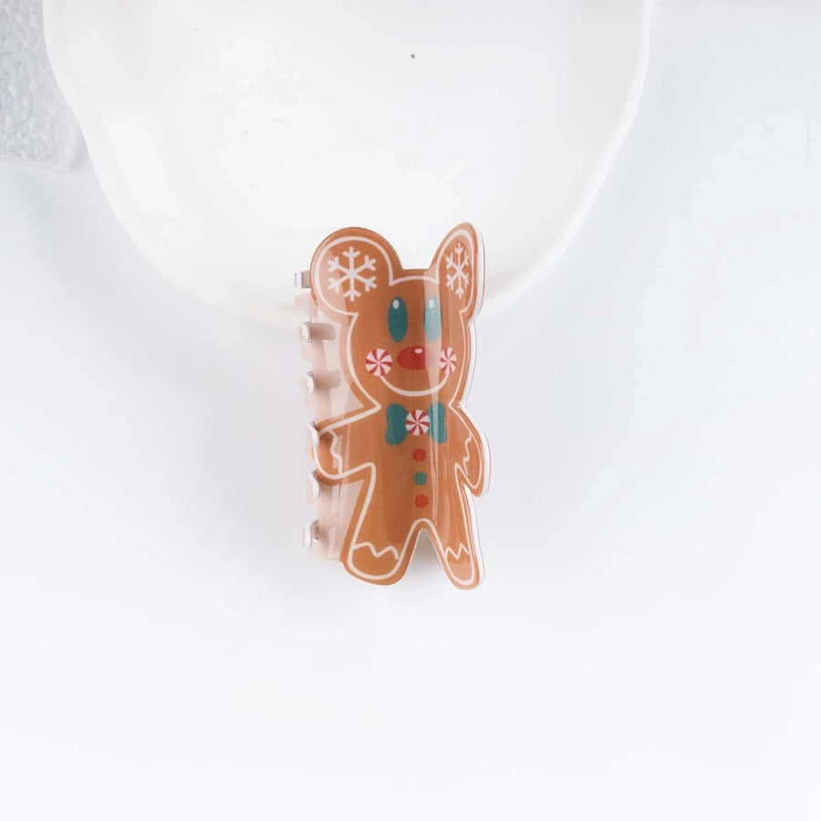 Cute Christmas Women's Christmas Hat Gingerbread PVC Hair Claws