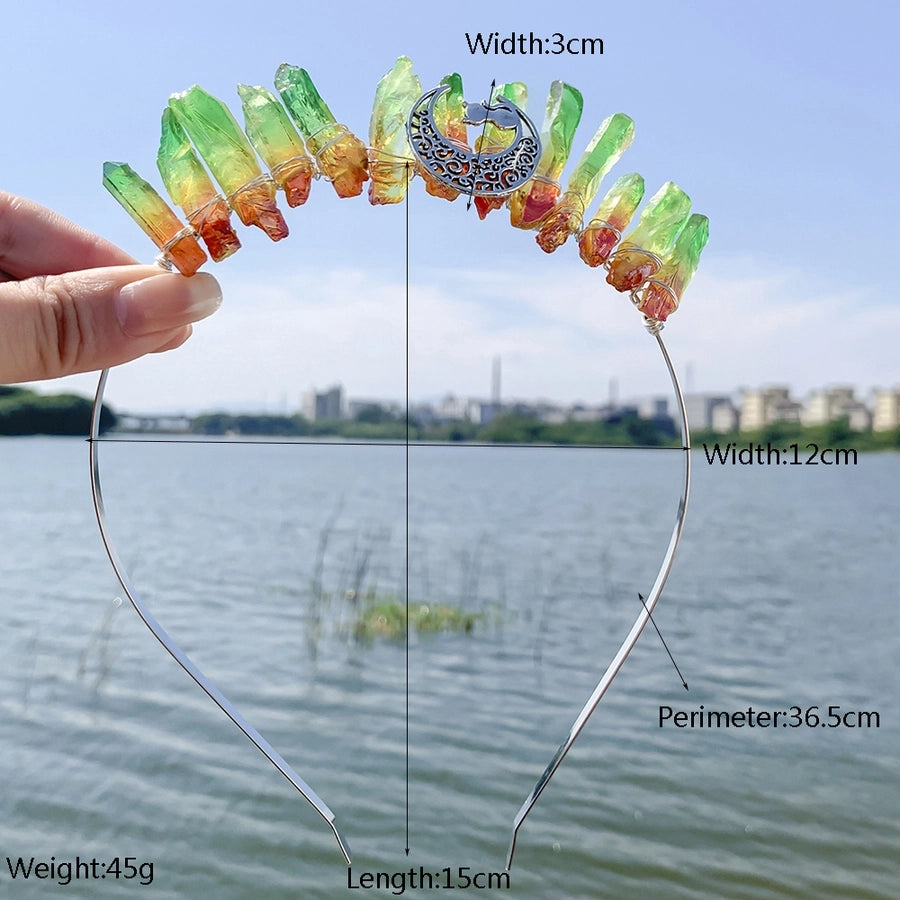 Women's Glam Vacation Classic Style Irregular Moon Alloy natural stone Knitting Hair Band