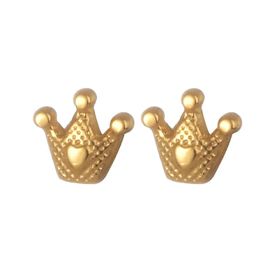 1 Pair Casual Simple Style Streetwear Heart Shape Crown Plating 304 Stainless Steel Ear Studs
