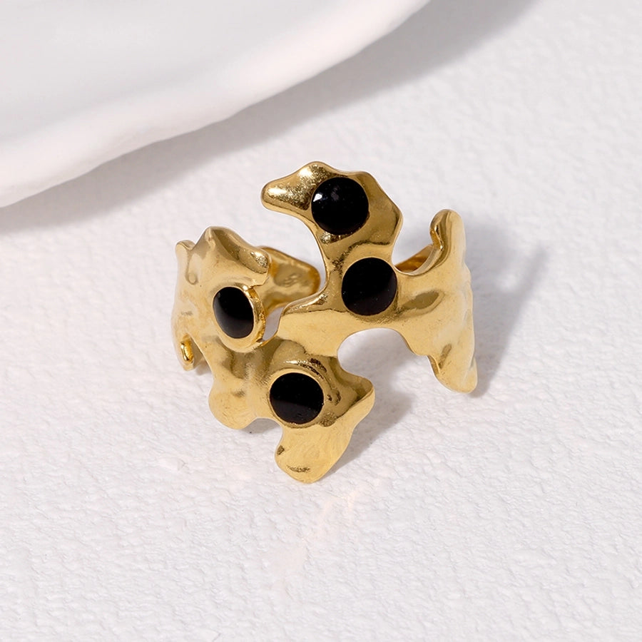Jewelry Glam Retro French Style Irregular 304 Stainless Steel 18K Gold Plated Enamel Stainless Steel Rings