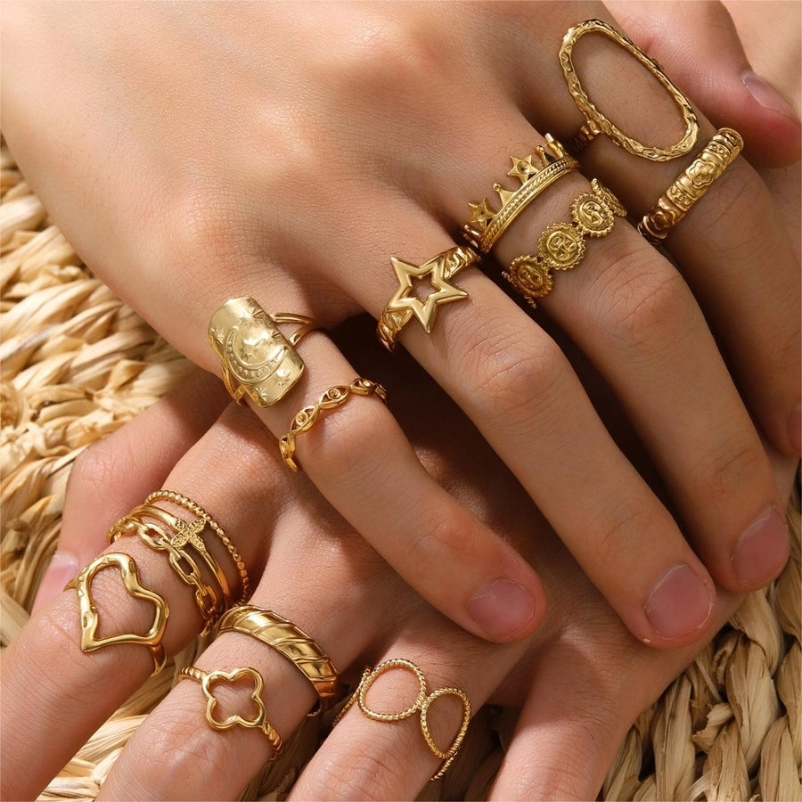 Jewelry Retro Devil's Eye Star Heart Shape 304 Stainless Steel Open Rings