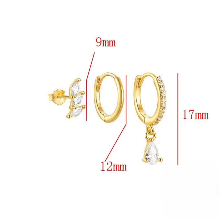 Copper 18K Gold Plated Inlay Round Zircon Earrings