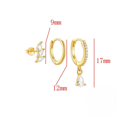 Copper 18K Gold Plated Inlay Round Zircon Earrings