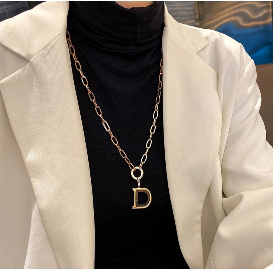 Jewelry Casual Simple Style Streetwear Letter Titanium Steel Plating Pendant Necklace