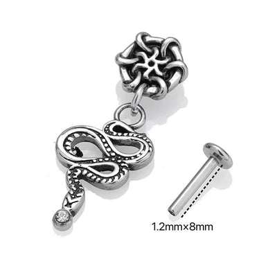 1 Piece Lip Rings Gothic Hip-Hop Snake Skull 316L Stainless Steel  Polishing Hollow Out Inlay Zircon Lip Rings Ear Cartilage Rings & Studs Nose Rings & Studs