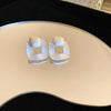 retro c shape solid color metal plating women's earrings 1 pair