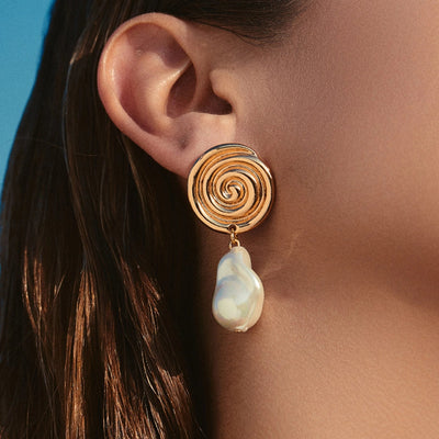 1 Piece Vintage Style Lady Wedding Pearl Inlay Copper Artificial Pearls 18K Gold Plated Drop Earrings