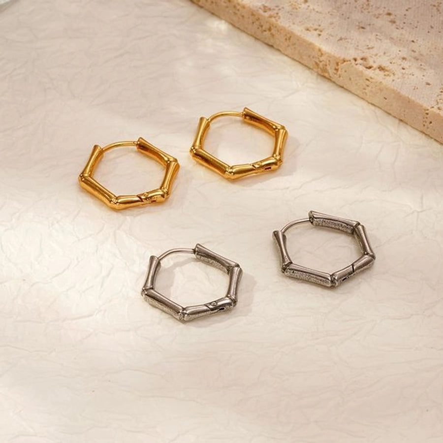 1 Pair Simple Style Geometric Solid Color Plating 304 Stainless Steel 18K Gold Plated Earrings