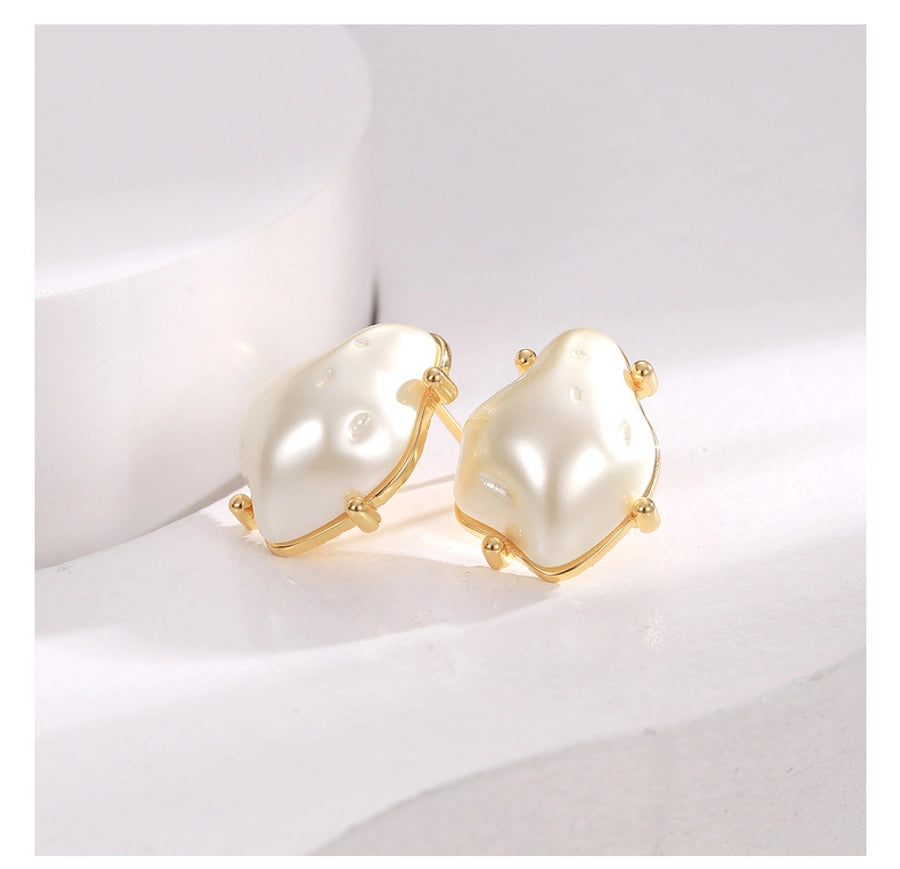 Gao Ding series Baroque special-shaped pearl earrings s925 silver needle temperament elegant personality retro earrings
