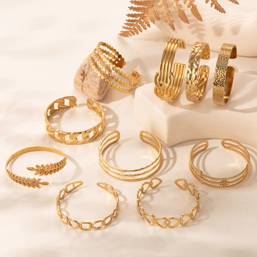 Vintage Style French Style Simple Style Leaf Heart Shape 304 Stainless Steel Bangle In Bulk