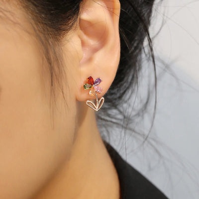 1 Pair Elegant Lady Romantic Flower Plating Inlay Copper Zircon K Gold Plated Ear Studs