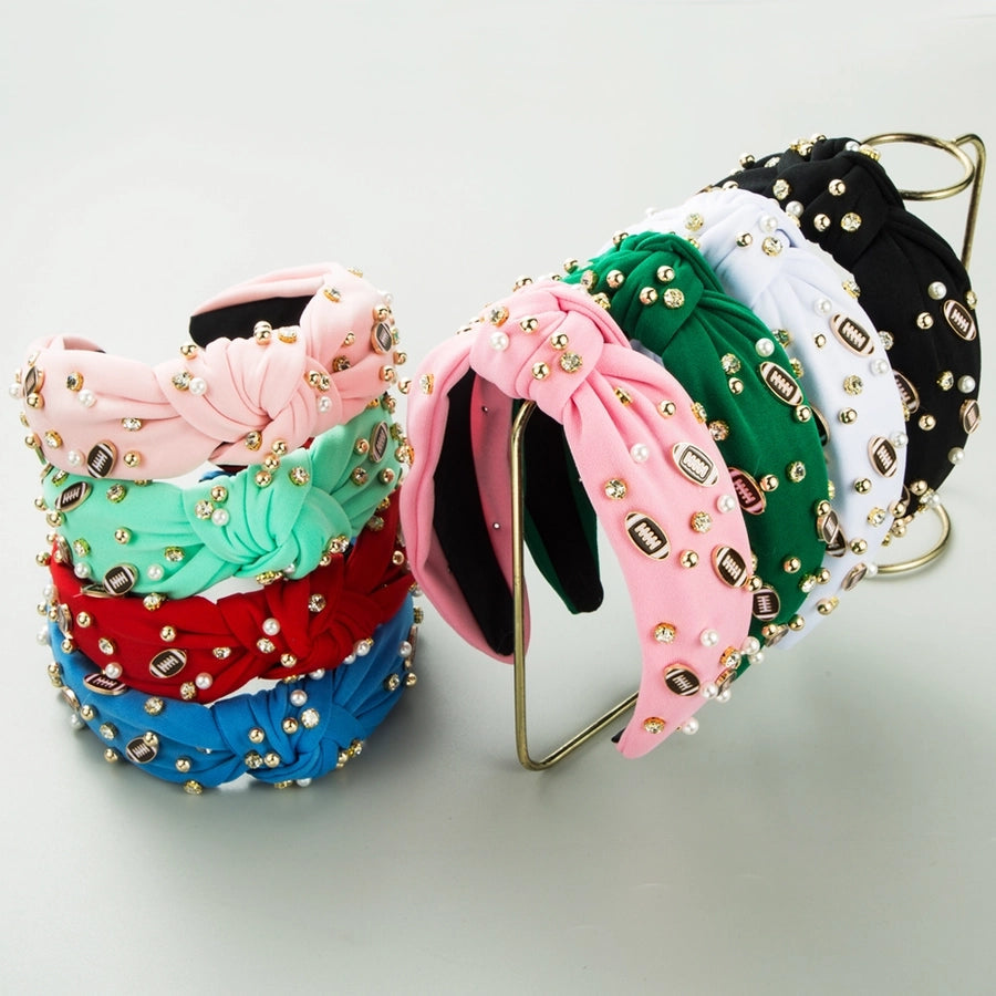 Women's Casual Baroque Style Rugby Knot Alloy Cloth Inlay Rhinestones Pearl Hair Band