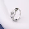 Copper 18K Gold Plated Opening Plating Inlay Eight awn star Heart Shape Zircon Adjustable Ring