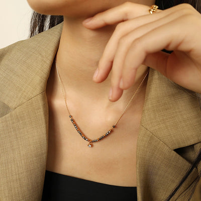 Jewelry IG Style Vintage Style French Style Round 304 Stainless Steel 18K Gold Plated Beaded Polishing Pendant Necklace