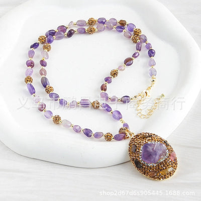 Bohemian Water Droplets natural stone Beaded Chain Pendant Necklace In Bulk