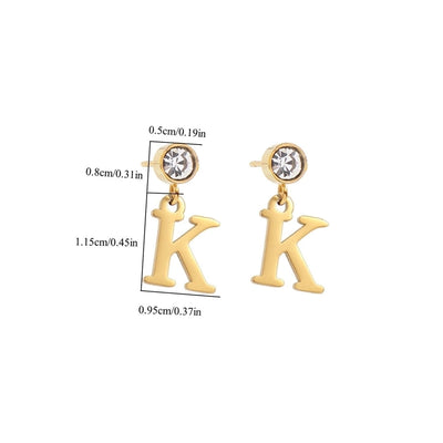 1 Pair Casual Simple Style Classic Style Letter Inlay 201 Stainless Steel 304 Stainless Steel Zircon Drop Earrings