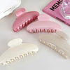 French style solid color elegant semicircle shark clip summer fashion acrylic grip large pink hair updo hairpin
