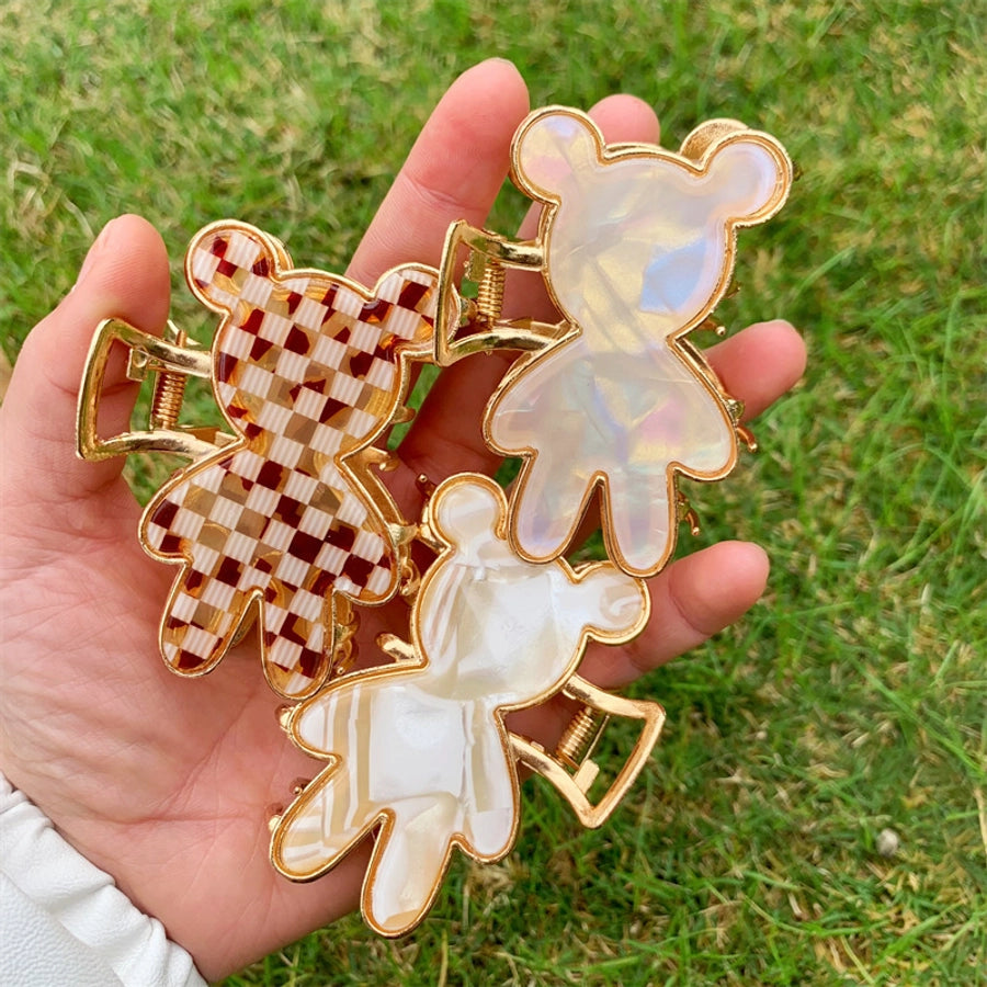 cute plaid bear leopard pvc alloy hair claws