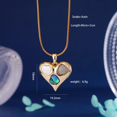 304 Stainless Steel Copper Heart Shape Pendant Necklace