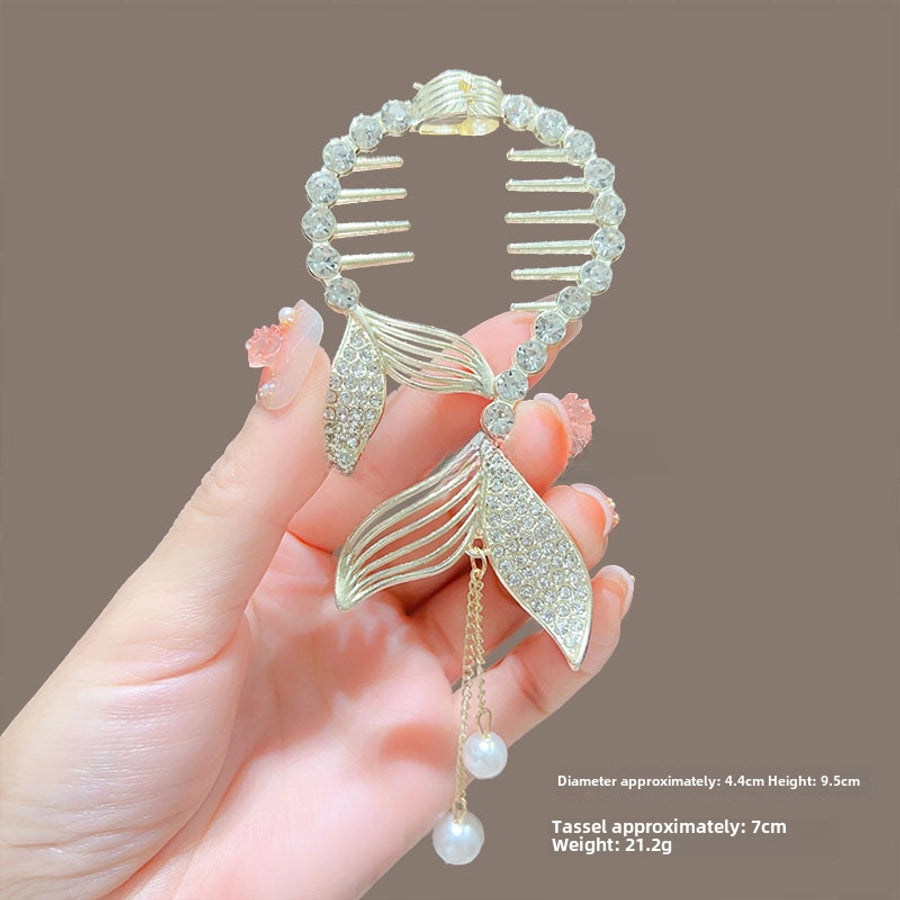 Children's ball head fixed artifact Pearl Rhinestone grip clip does not hurt the hair back of the head ponytail buckle girl hairpin headdress