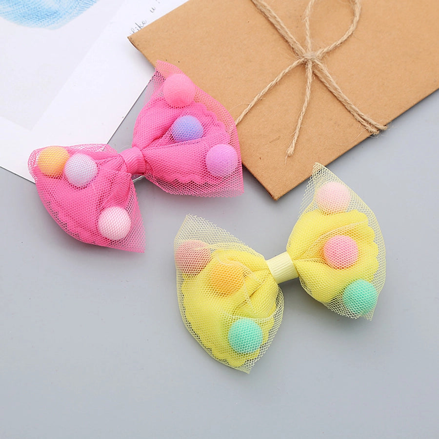 girl's sweet bow knot cloth gauze hair clip